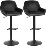 Tabouret de bar noir réglable - laizere - lot de 2 - rotation 360° - hauteur 52 - 72cm Tabouret de bar noir réglable - laizere - lot de 2 - rotation 360° - hauteur 52 - 72cm