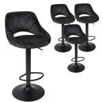 Tabourets de bar noirs - shenglimeii - lot de 4 - velours - hauteur 75cm