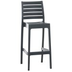 Tabouret de bar pour interieur ou exterieur en plastique gris fonce empilable avec repose pieds 10 mdj10230 ...