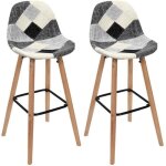Set de 2 tabourets de bar patchwork gris gris Set de 2 tabourets de bar patchwork gris gris
