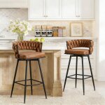 Tabouret de bar pivotant - dyhome - ensemble de 2 - dossier et repose - pieds tress�s - simili cuir pu ...
