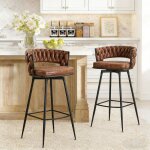 Tabouret de bar pivotant - dyhome - ensemble de 2 - dossier et repose - pieds tress�s - simili cuir pu ...
