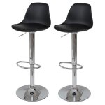 Tabourets de bar - d�coshop26 - pivotant en similicuir noir - r�glable en hauteur - base en acier chrom� ...