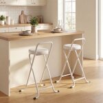 Tabourets de bar pliants lot de 2 sans assemblage chaises de bar assise rembourr� 63h cm cadre en acier ...