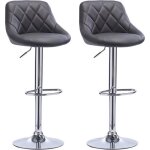 Tabouret de bar en pu lot de 2 chaise de bar hauteur rglable 60 - 80 cm gris