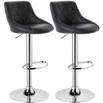 Tabouret de bar en pu lot de 2 chaise de bar hauteur rglable 60 - 80 cm noir