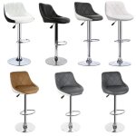 Tabourets de bar en pu - fasike - 53 - 73 cm hauteur rglable - gris - lot de 2
