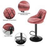 Tabouret de bar qifashma� - lot de 4 - rose - m�tal - tissu - cuisine - 120 kg