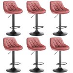 Tabouret de bar qifashma� - lot de 6 - rose - l35 x p37 x h84. 5 / 105cm - tissu - m�tal - velours et ...