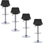 Tabouret de bar - quiienclee - lot de 4 - réglable - cuir artificiel - noir et blanc Tabouret de bar - quiienclee - lot de 4 - réglable - cuir artificiel - noir et blanc