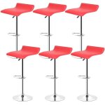 Tabouret de bar - quiienclee - lot de 6 chaises pivotantes et rglables en hauteur - rouge