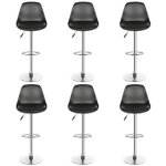 Tabouret de bar réglable en hauteur noir en simili cuir - lot de 6 Tabouret de bar réglable en hauteur noir en simili cuir - lot de 6