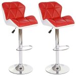 Tabourets de bar avec repose - pieds pu rouge et blanc - lot de 2 - réglable en hauteur - style contemporain ... Tabourets de bar avec repose - pieds pu rouge et blanc - lot de 2 - réglable en hauteur - style contemporain ...