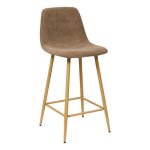 Tabouret de bar roka taupe pieds m�tal effet bois atmosphera
