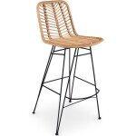 Tabouret de bar en rotin et métal design boho bali - creto naturel Tabouret de bar en rotin et métal design boho bali - creto naturel