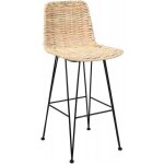 Tabouret de bar - rotin naturel et m�tal - dimensions 43x495x100cm