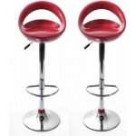 Tabouret de bar rouge - ateca - lot de 2 - assise r�glable - design contemporain