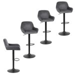 Tabouret de bar scandinave - bul - lot de 4 - tissu - gris fonc� - r�glable en hauteur - avec accoudoirs ...
