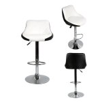 Tabouret de bar en simili cuir - lot de 2 - hauteur réglable - blanc et noir Tabouret de bar en simili cuir - lot de 2 - hauteur réglable - blanc et noir