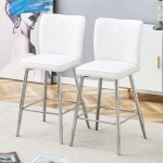 Tabouret de bar en simili - cuir blanc - lot de 2 - hauteur 101 cm - pour cuisine comptoir ou �lot central ...