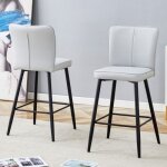 Tabouret de bar en simili - cuir blanc - lot de 2 - pieds de chaise noirs - hauteur 101 cm - pour cuisinesalon ...