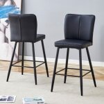 Tabouret de bar en simili - cuir noir - lot de 2 - hauteur 101 cm - pour cuisine comptoir ou �lot central ...
