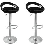Tabouret de bar snack noir - lot de 2