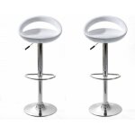 Tabourets de bar - snake - blanc - assise en abs - rglable en hauteur - lot de 2
