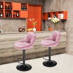 Tabouret de bar - spoon - set de 2 - tissu Éco - responsable - réglable en hauteur - rose Tabouret de bar - spoon - set de 2 - tissu Éco - responsable - réglable en hauteur - rose