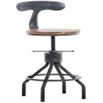 Tabouret de bar - tdb10319 - design industriel - bois de pin - m�tal gris - hauteur r�glable