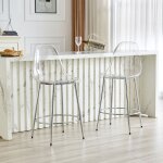 Tabourets de bar transparents - ensemble de 2 - design flottant - hauteur 102 cm - argent� - plastique ...