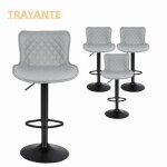 Tabourets de bar trayante - lot de 4 - gris clair - cuir pu - facile  assembler