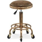 Tabouret de bar vintage pivotant 360� avec roulettes - hauteur r�glable 50 - 64cm - pour coiffure atelier ...