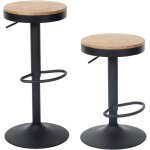 Tabouret de bar vintage rust younike - lot de 2 - r�glable en hauteur - avec dossier - pieds en bois ...