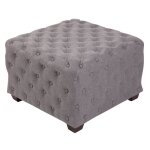 Tabouret bas - nimes - chesterfield - tissu - bois - gris