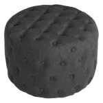 Tabouret bas pouf style chesterfield medan en tissu - clp - gris fonc - surface capitonne - repose ...