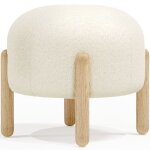 Tabouret bas rembourr� en boucl� - round blanc