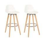 Lot de 2 tabourets de bar blanc bois de h�tre 395 x 44 x 91 cm