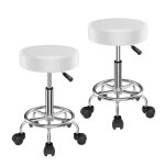 Tabouret de bureau dhhozamz - tabouret � roulettes - rotation � 360� - blanc