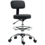 Tabouret de bureau - homcom - repose - pieds r�glable hauteur r�glable pivotante 360� - cuir synth�tique ...