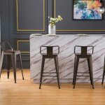 Tabourets / chaise de bar haute - viyiduo - lot de 4 - noir - 84x42x42cm - industriel - loft