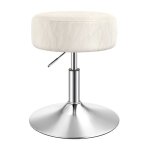 Tabouret chaise de maquillage r�glable en hauteur pivotant � 360� pu rembourrage �pais blanc