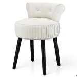 Tabouret de coiffeuse rembourr� en velours - lifezeal - dossier bas capitonn� - pieds en bois massif ...