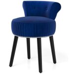 Tabouret de coiffeuse rembourr� en velours - lifezeal - dossier bas capitonn� - pieds en bois massif ...