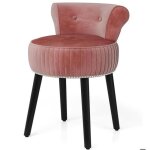 Tabouret de coiffeuse rembourr� en velours - lifezeal - dossier bas capitonn� - pieds en bois massif ...