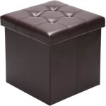 Tabouret cube avec espace de rangement pouf 38x38x38cm coffre de rangement en similicuir 40l repose - ...