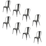 Tabouret de cuisine - lot de 8 chaises de salle � manger - gris 85 x 46 x 43cm