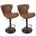 Tabouret cuisine en cuir - qifashma - lot de 2 - hauteur rglable - pivotant  360