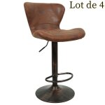 Tabouret cuisine en cuir - qifashma - lot de 4 - hauteur rglable - pivotant  360