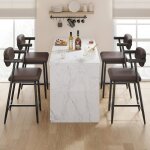 Tabourets de cuisine - lunsy - lot de 4 - 49x48x94 cm - hauteur dassise 65 cm - marron - pu - repose ...